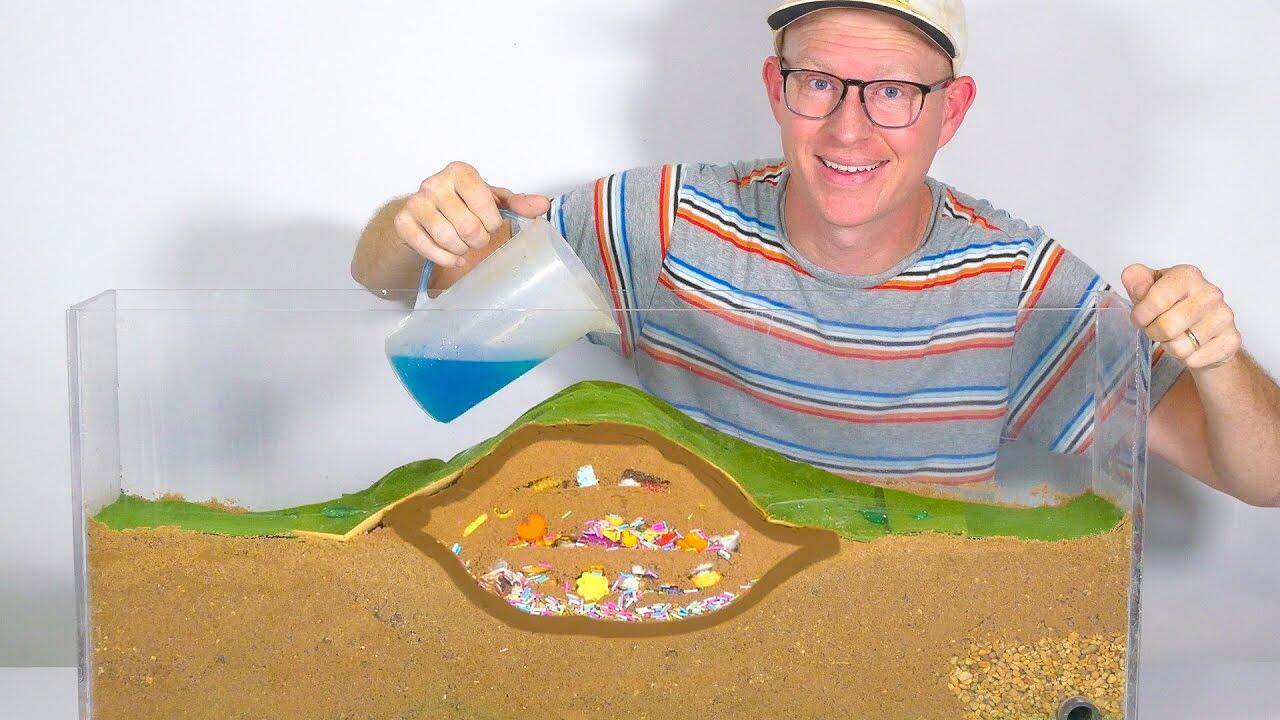 A cutaway diagram of a modern landfill